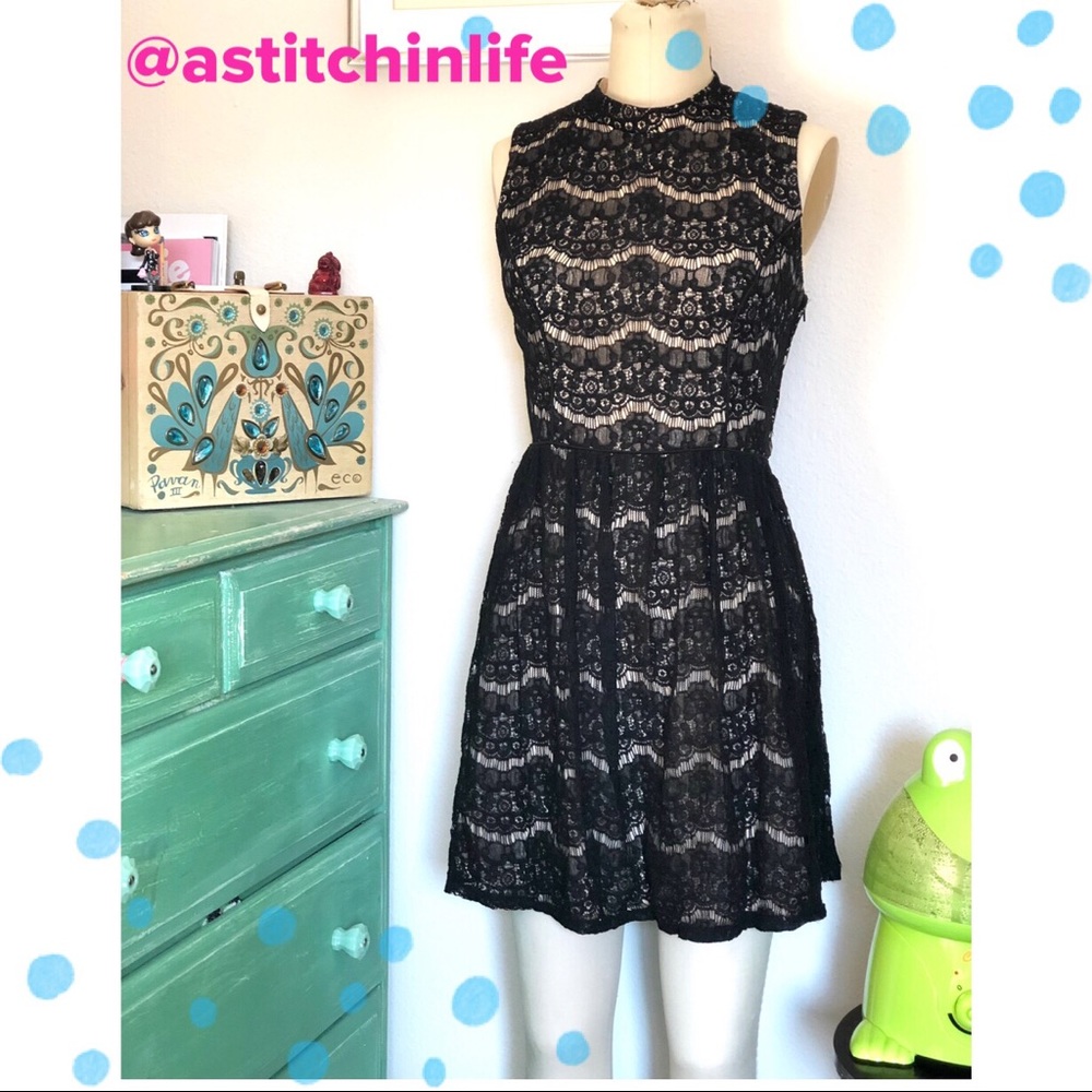 City Triangles Black Lace Vintage Style Dress